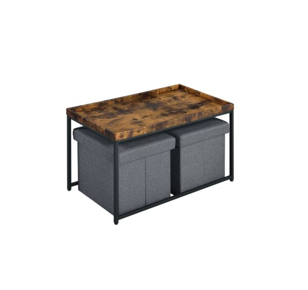 Monty - Wood Grain 3 Piece Coffee Table Set With Raised Edges (Set of 3) - Weathered Oak