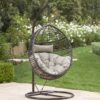 Hanging Basket Chair With Metal Frame And Seat Cushion - Khaki - Image 6
