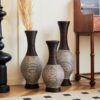 Desktop Vase, Classic And Neat Floor Vase, High Independent Flower Stand, Home Decoration Flower Stand (Set of 3) - Brown White - Image 13