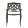 Luminea - Outdoor Aluminum Dining Chair With Scroll Design, Lattice Pattern And Cabriole Legs - Bronze - Image 6