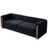 Contemporary Velvet Sofa Couch For Living Room - Black - Image 3