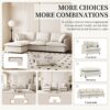 Sectional Sofa With Ottoman L Shaped Cloud Couch Set With Throw Pillows, Free Combination 4 Seat Modular Upholstered - Beige - Image 4