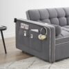 Modern Convertible Sleeper Sofa Couch With Pull Out Bed With Pillows & Side Pockets For Small Space, Living Room - Gray - Image 8