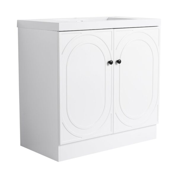 Modern Bathroom Vanity With Resin Sink & Soft Close Cabinet Doors, Durable - White