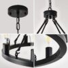 6 Light (No Bulbs) Wagon Wheel Chandelier Farmhouse Modern Small Round Chandelier For Living Room Kitchen Island Foyer Hallway Entryway Bedroom Dining Room Light Fixture Ceiling Hanging - Matte Black - Image 11