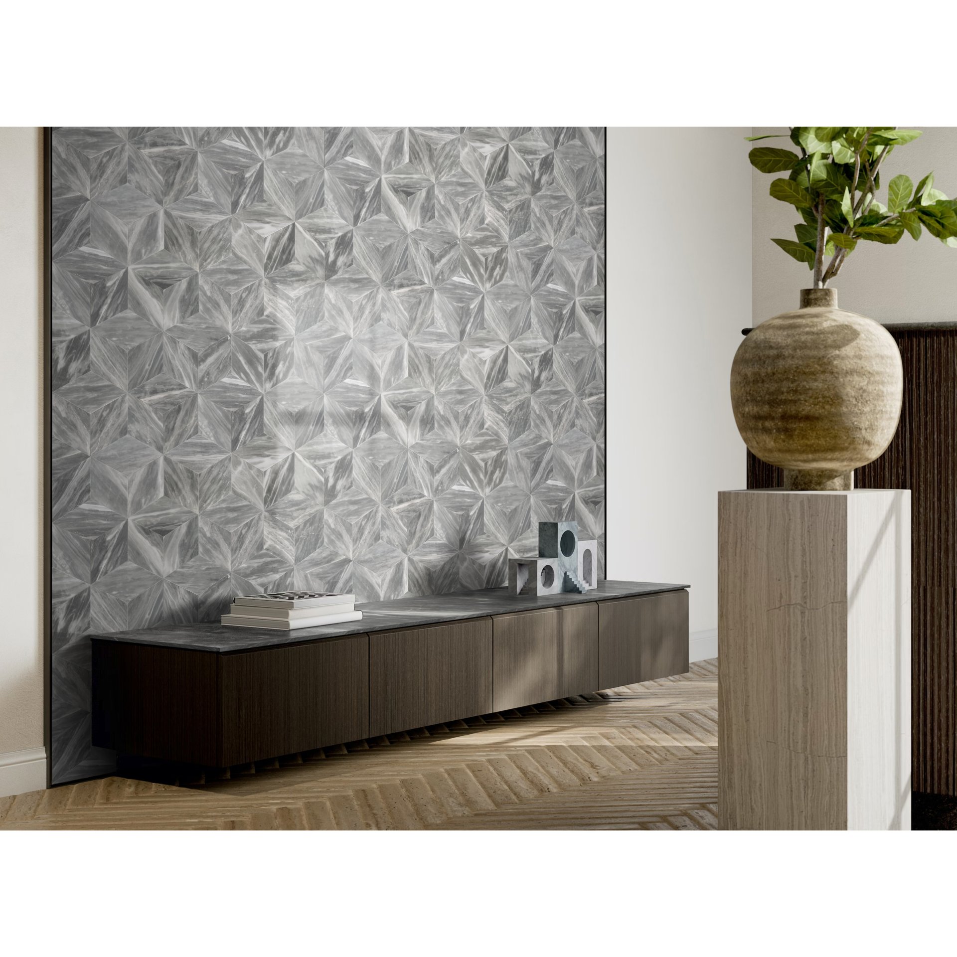 Hexagon Carrara Marble Tile For Wall And Floor Honed Stone (Set of 12) - Natural / Gray - Image 2