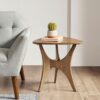 Triangle Wood Side Table With Unique Design - Light Brown - Image 2