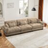 Modern Velvet Oversize 3 Seat Sofa & Cloud Like Comfort Featuring Waist And Throw Pillows - Camel - Image 9
