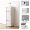 4 Drawer Metal Locking Vertical File Cabinet With Wheels Heavy Duty Lockable Storage For Home & Office - Brushed Nickel - Image 4