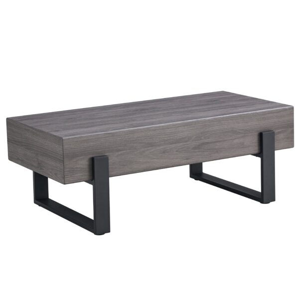 Rustic Wood Grain Coffee Table With Black Metal Legs Elegant Natural Wood Tones - Gray