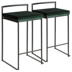 Fuji - Contemporary Stackable Counter Stool (Set of 2) - Black / Green