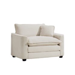 Elegant Corduroy Accent Chair, Comfortable Deep Seat Sofa With Pillow, Suitable For Multiple Occasions - Beige