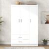 3 Door Wardrobe With 2 Drawers - White - Image 12
