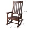 Wooden Oversized Porch Rocker Chair With Wide Seat And Tall Backrest, High Back Smooth Rocking Chairs For Outdoor & Indoor - Brown - Image 3