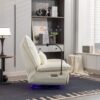 270 Swivel Glider Recliner Chair, Power Recliner Rocking Chair, USB Port Charge For Nursery Chair With Atmosphere Lamp For Living Room Bedroom Apartment - White - Image 7