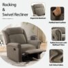 360 Degrees Swivel Recliner Manual Rocking With Adjustable Backrest For Living Room - Light Brown - Image 8