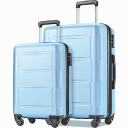Expanable Spinner Wheel 2 Piece Luggage Set ABS Lightweight Suitcase With Tsa Lock 20" / 28" - Light Blue
