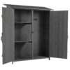 Outdoor Storage Shed With Lockable Door, Wooden Tool Storage Shed With Detachable Shelves & Pitch Roof - Gray - Image 16