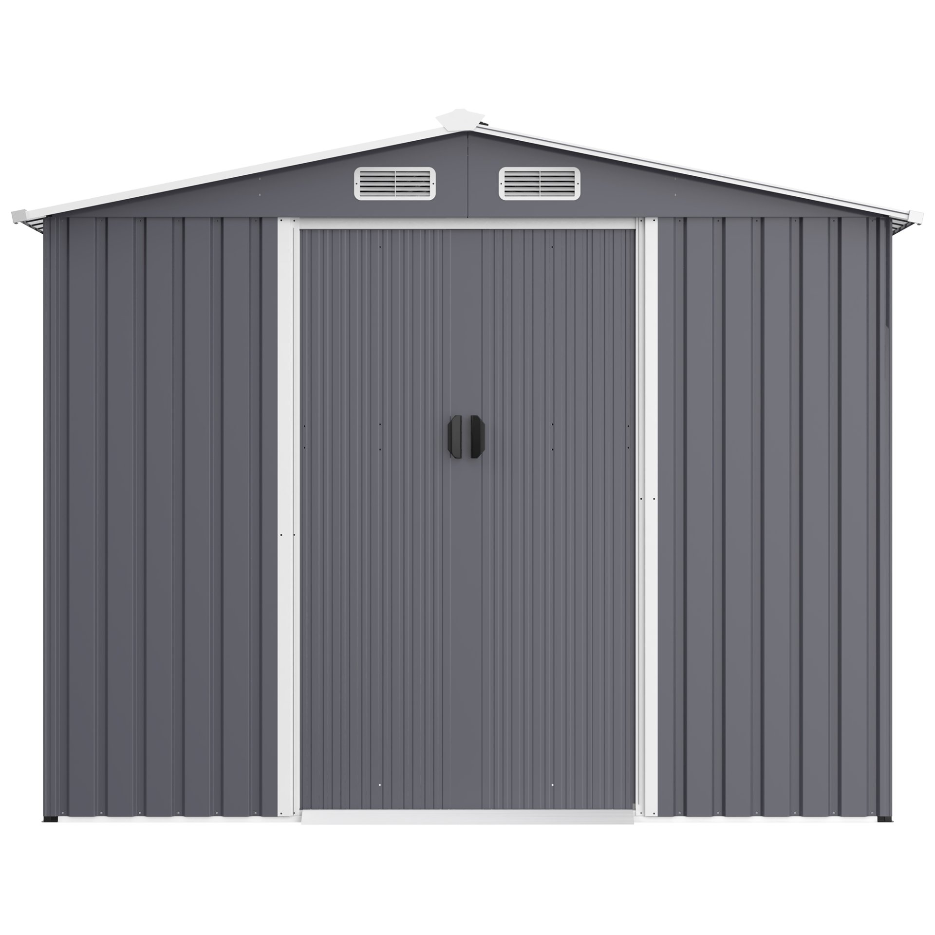 Outdoor Storage Shed 8 2 Ft Large Metal Tool Sheds Heavy Duty Storage House With Sliding Doors And Air Vent For Backyard Patio Lawn To Store Bikes Tools Lawnmowers - Gray - Image 7