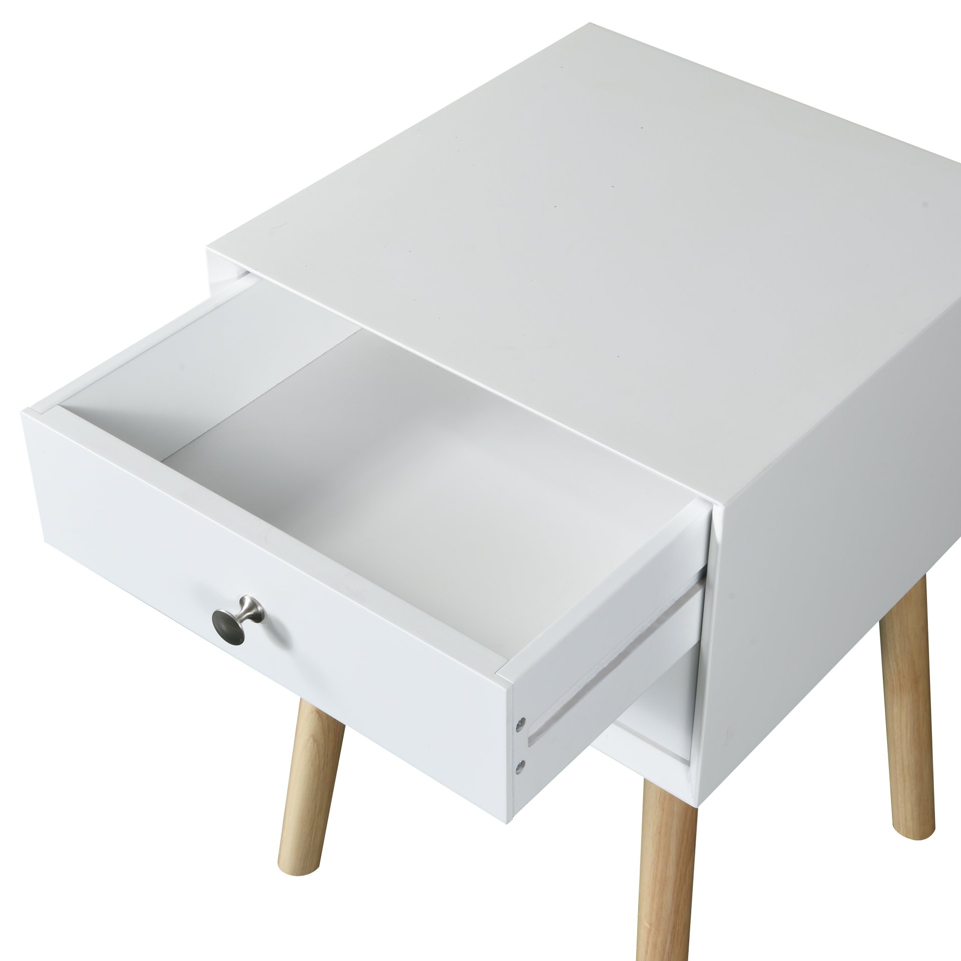 Modern Side Table With 2 Drawer, Mid-Century Storage Cabinet For Bedroom - White - Image 7