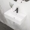 Rectangular Wall Mount Bathroom Sink With Single Faucet Hole And Overflow - White - Image 2