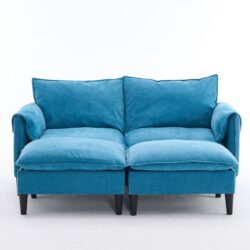 Convertible Combination Sofa, Sofa U Shaped, Sofa With Footstools With Storage Sofa For Living Room, Living Room 2 Seater Combination Sofa - Blue