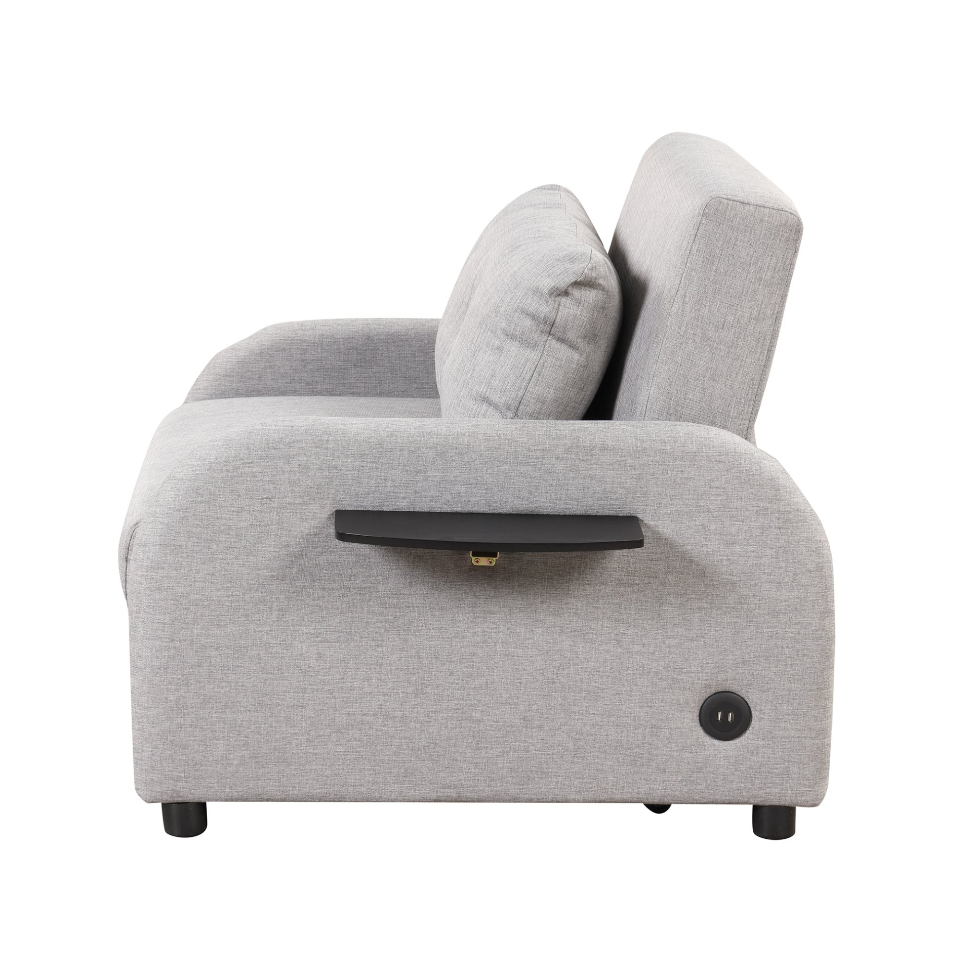 3 In 1 Pull Out Sofa Sleeper With Wing Table And USB Charge - Gray - Image 15