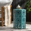 Galore - Side Table With Sunburst Cut Out Design - Teal - Image 8