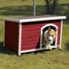 Medium Wooden Outdoor Dog House, Waterproof Roof, Elevated Floor, Adjustable Plastic Feet - Red - Image 6