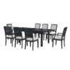 Topmax - Rustic Extendable Dining Table Set With Removable Leaf, 6 Upholstered Armless Dining Chairs And 2 Padded Arm Chairs, 9 Pieces - Black - Image 11