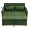 Convertible Loveseat Sofa Bed With Adjustable Backrest USB Ports Phone Holder Side Pockets Chenille - Green - Image 13