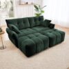 Cozy Plush 2 Seater Sofa Set With Ottomans And Throw Pillows, Ideal For Living Spaces - Green - Image 12