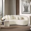 Drake - Japandi Style Curvy Sofa - Ivory White / White - Image 5