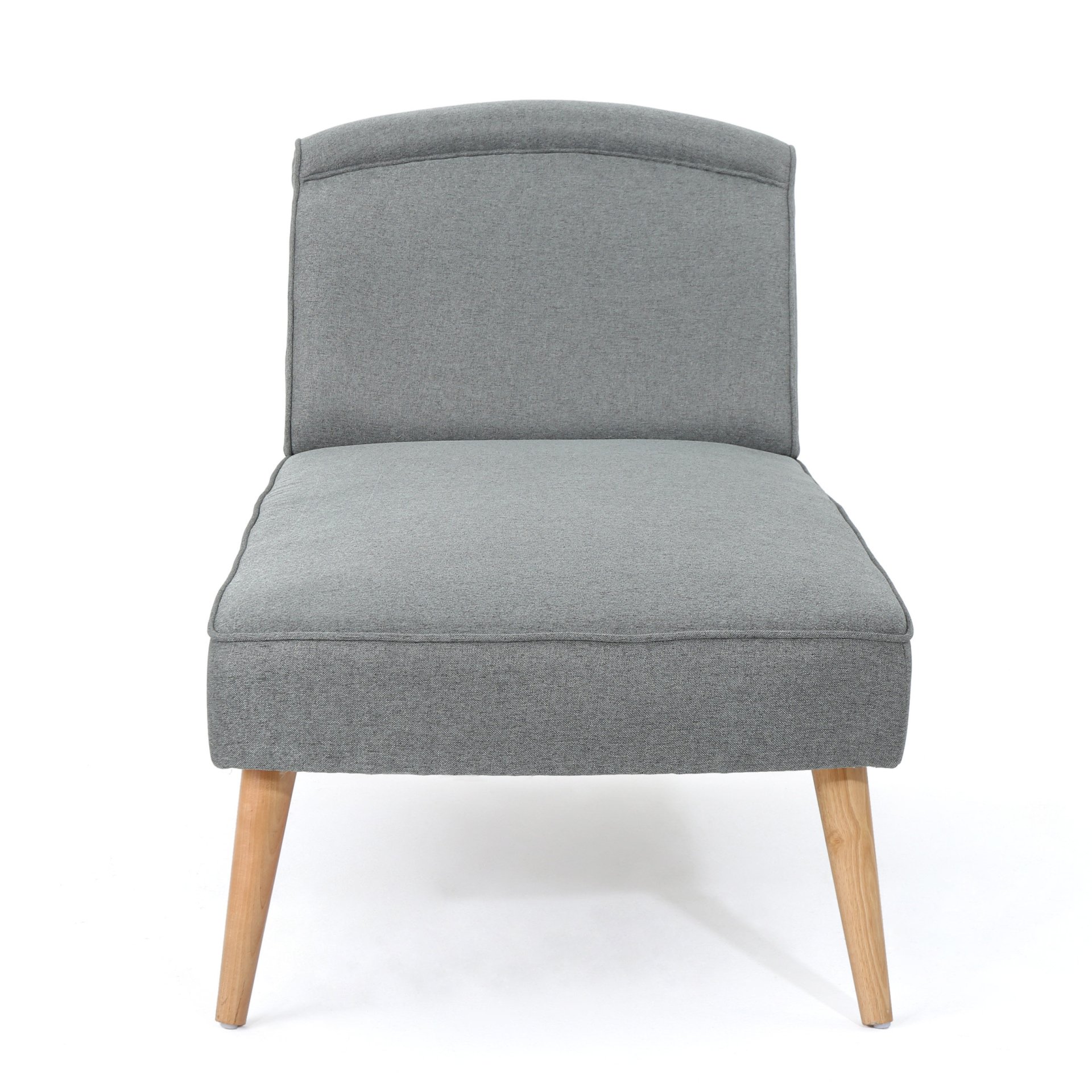 Fabric Chaise Lounge With Rubberwood Frame - Slate - Image 5