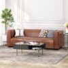 Contemporary 3 Seater Sofa With Tuxedo Design - Light Brown - Image 2