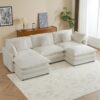 Modern Sofa Modular Sofa Couch, Upholstered Corduroy L - Shape Sectional Sofa With Side Storage Pockets For Living Room - Beige - Image 12
