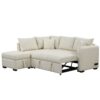 L-Shaped Sectional Pull Out Sofa Bed Sleeper Sofa With Two USB Ports, Two Power Sockets And A Movable Storage Ottoman - Beige - Image 16