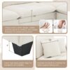 Modern Convertible Sectional L Shaped Reversible Couch Set With Free Pillows 4 Seat Suede Sleeper Sofa With Ottoman - Beige - Image 23