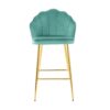 Shell Shape Velvet Bar Chair With Gold Plated Metal Legs (Set of 2) - Green - Image 5