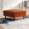 Amber - Square Upholstered Ottoman Velvet - Burnt Orange - Image 5