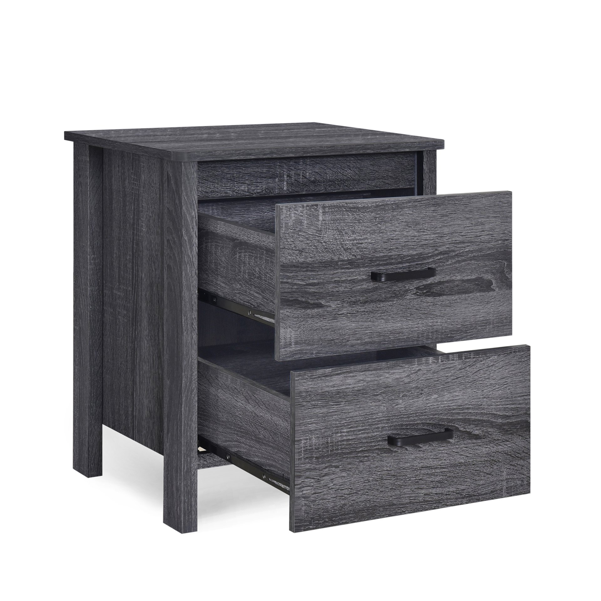 Titeca - Contemporary 2 Drawer Nightstand - Dark Gray - Image 7