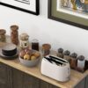 Homcom - Triple-Cabinet Rolling Kitchen Island On Wheels, Kitchen Cart With Storage Shelf Adjustment, Rolling Utility Cart With Wood Top, Towel Rack, Big Drawer - Distressed Brown - Image 5