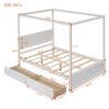 Full Size Canopy Platform Bed 2 Drawers With Support Slats, No Box Spring Needed - Brushed White - Image 11