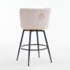 Beige Swivel Bar Stools, High-Back, Adjustable, Upholstered With Elegant Metal Back Accents For Kitchen, Bar, Or Dining Room (Set of 2) - Beige - Image 16