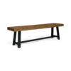 Cloud - Outdoor Bench With Acacia Wood Frame And Slat Panel Design (Set of 2) - Sandblast Teak / Black - Image 8