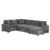 Sectional Sofa Pull-Out Sofa Bed Sleeper With A Storage Ottoman, Three Pillows And Charging Devices For Living Room - Gray - Image 15