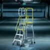 Heavy Duty Aluminum 4 Step Rolling Platform Ladder With 375Lbs Capacity And Safety - Silver - Image 12