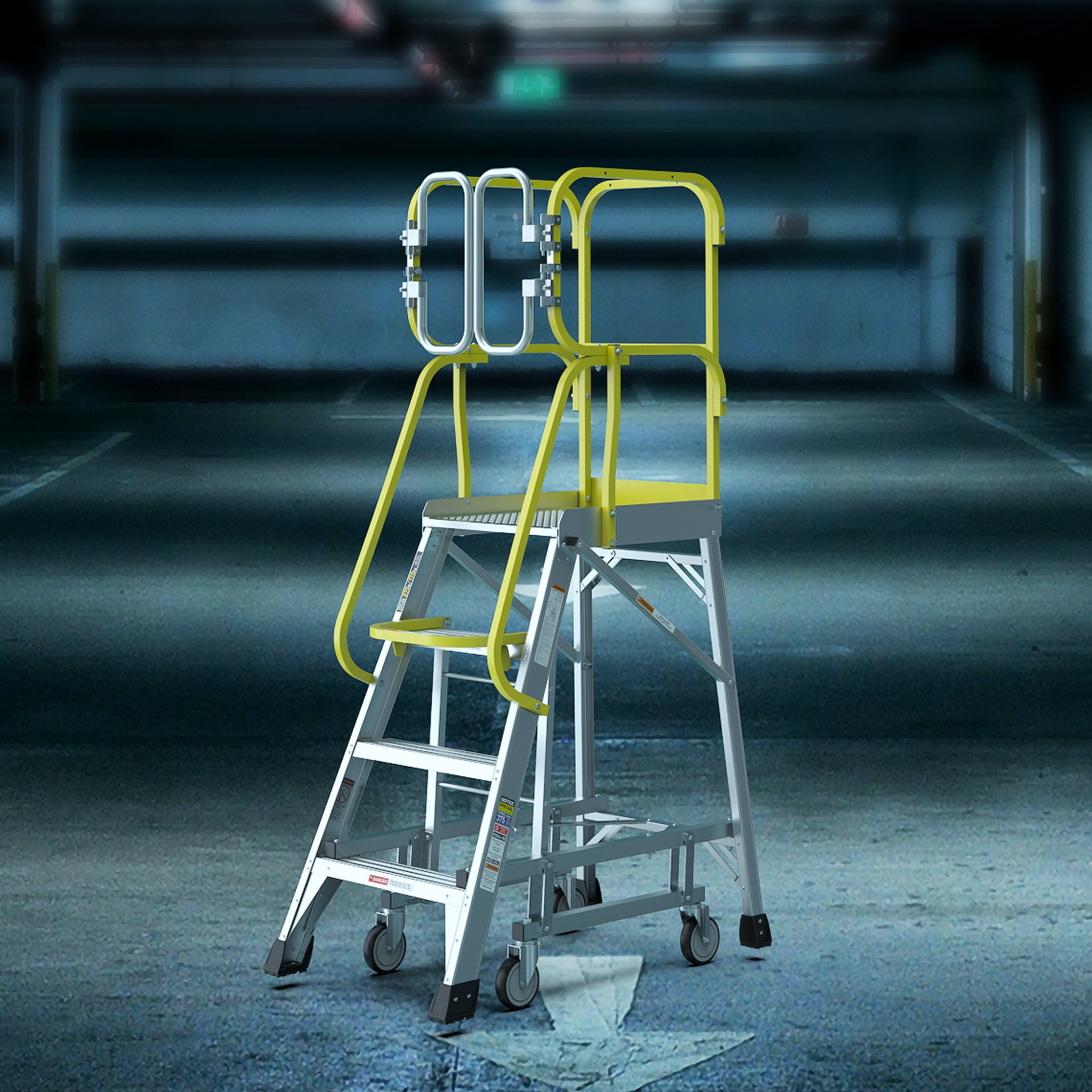 Heavy Duty Aluminum 4 Step Rolling Platform Ladder With 375Lbs Capacity And Safety - Silver - Image 12