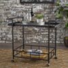 2 Tier Bar Cart, Utility Cart, Rolling Serving Cart, Kitchen Cart With Storage Shelves - Black - Image 4