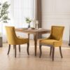 Ultra Side Dining Chair, Thickened Fabric Chairs With Neutrally Toned Solid Wood Legs, Bronze Nail Head (Set of 2) - Golden Yellow - Image 13